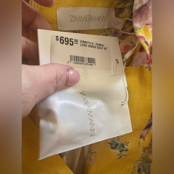 NWT Zimmermann Zinnia Dress – Yellow Floral Midi – Size 0P - Picture 7 of 8